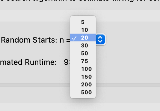 Number of Random Start Choices