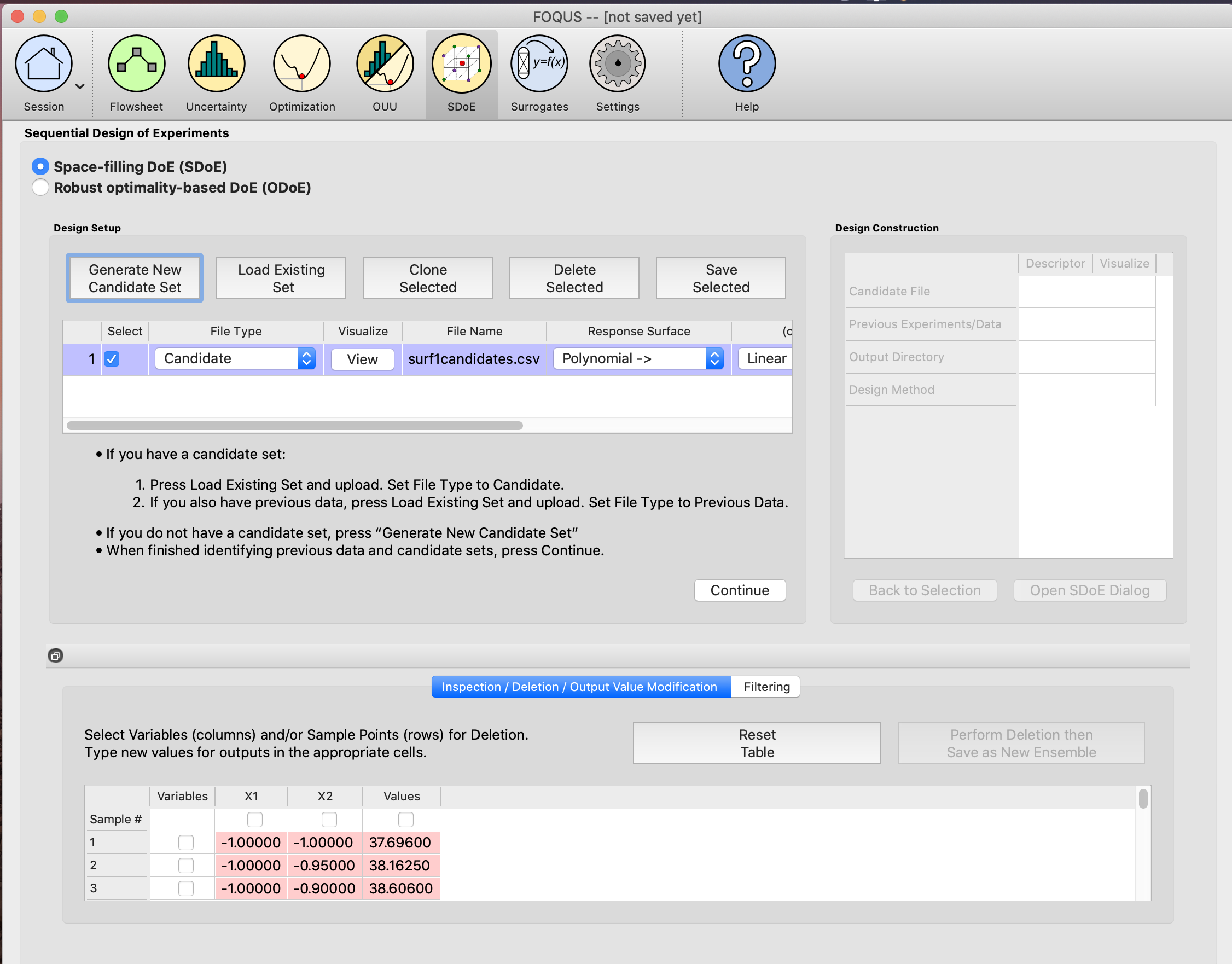 Incomplete Candidate Set Loaded in Design Setup Table