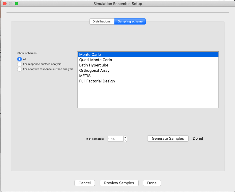 ODoE Simulation Ensemble Setup for Prior Sample Generation - Sample Scheme