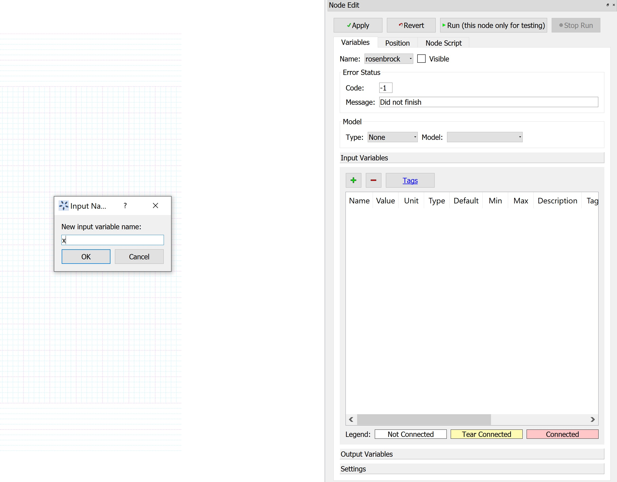 Figure 2: Add input vector variable 'x'