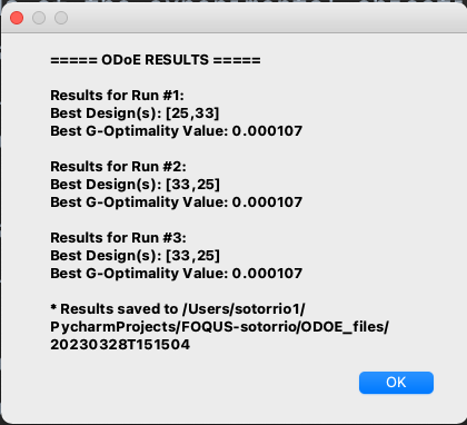 ODoE Results Window