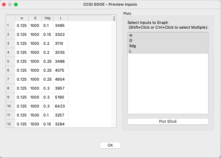 SDOE preview of inputs