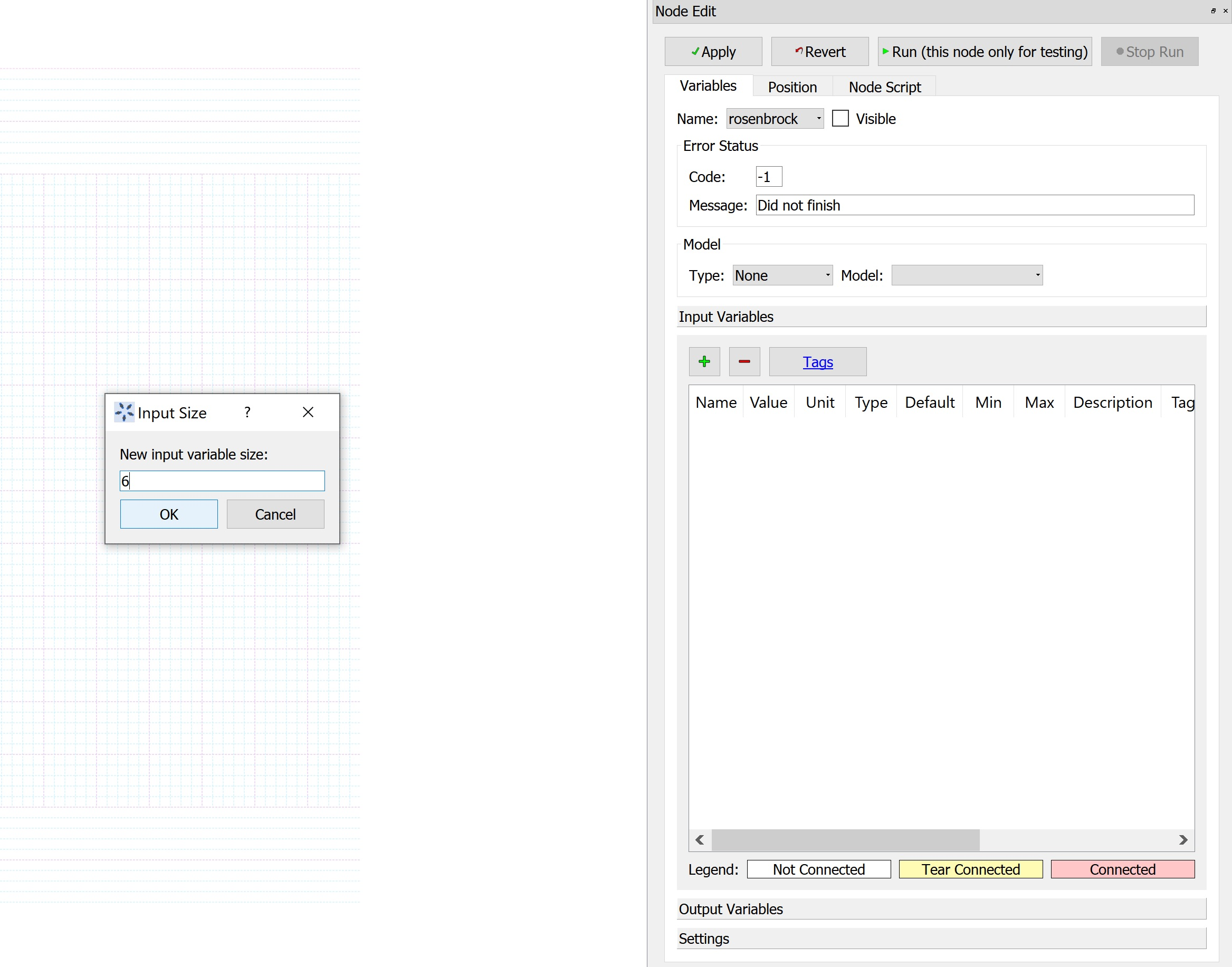 Figure 3: Specify size of the input vector variable