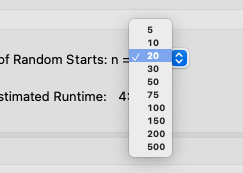 Number of Random Start Choices