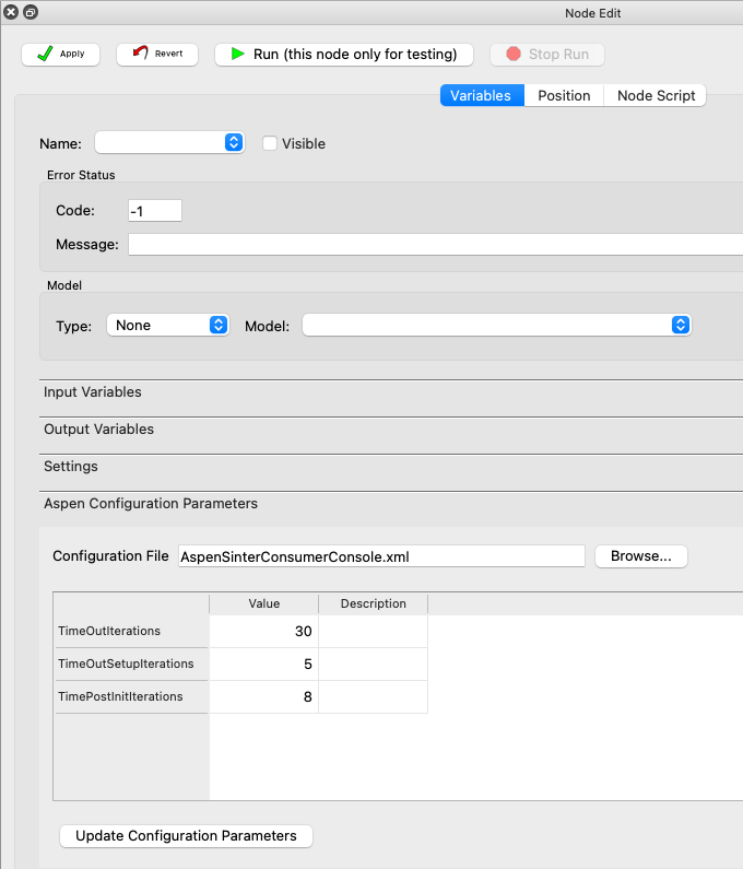 Aspen Configuration Parameters