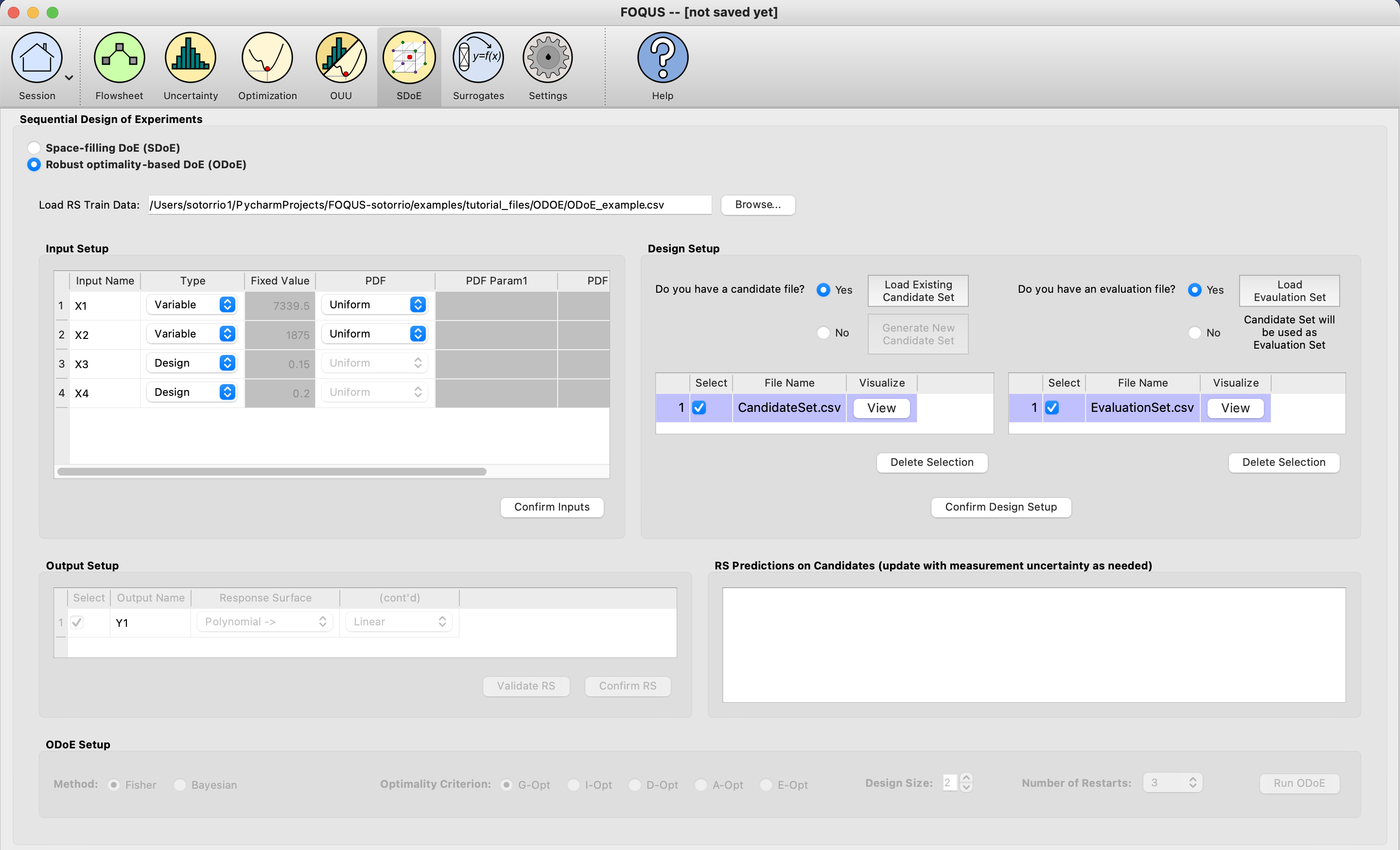 ODoE Candidate and Evaluation Sets