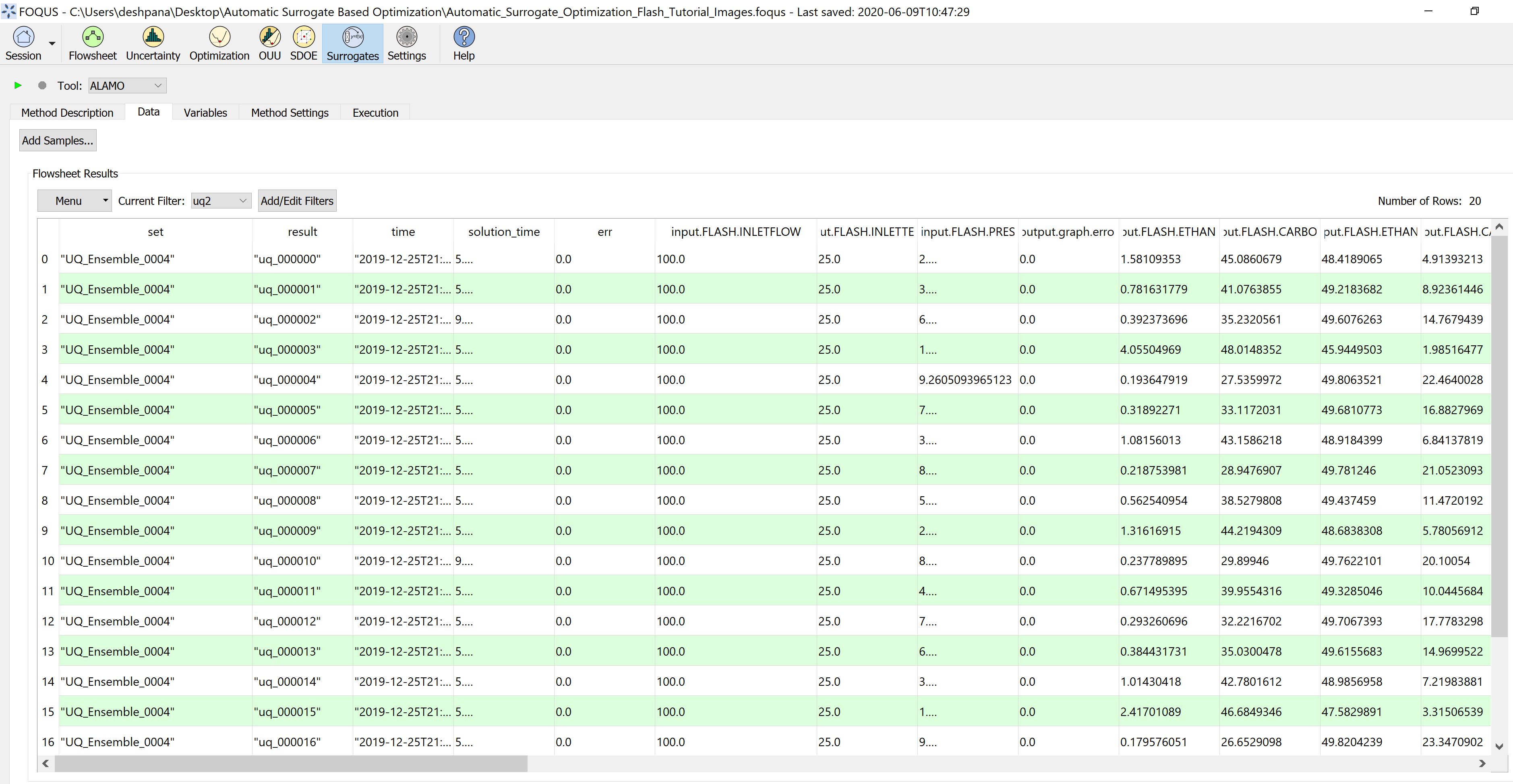 Figure 5: Select data for surrogate model generation
