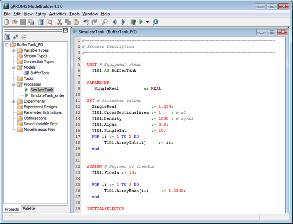 Viewing SimulateTank in gPROMS Model Builder