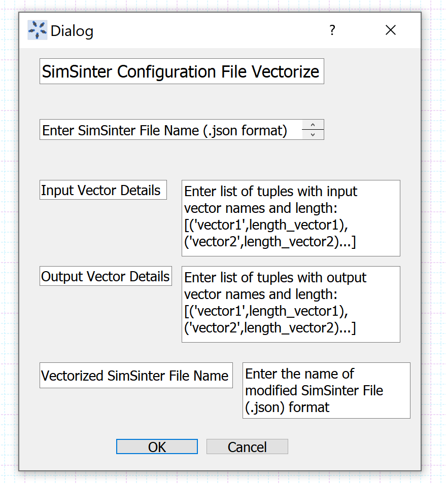 Figure 3: User interface for vectorizing SimSinter file